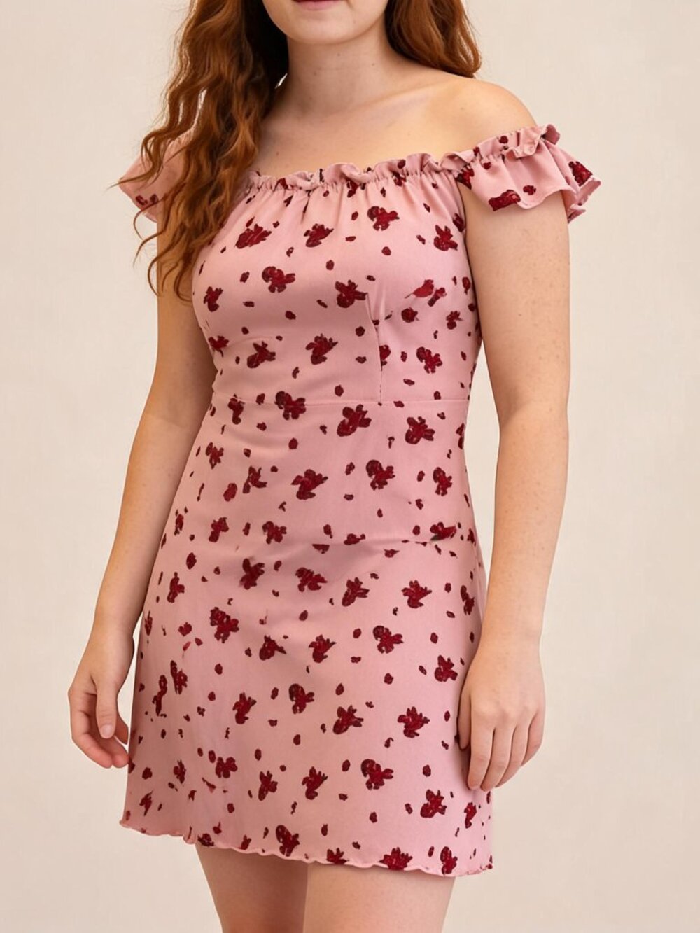 Papaya Pink Floral Ruffle Dress